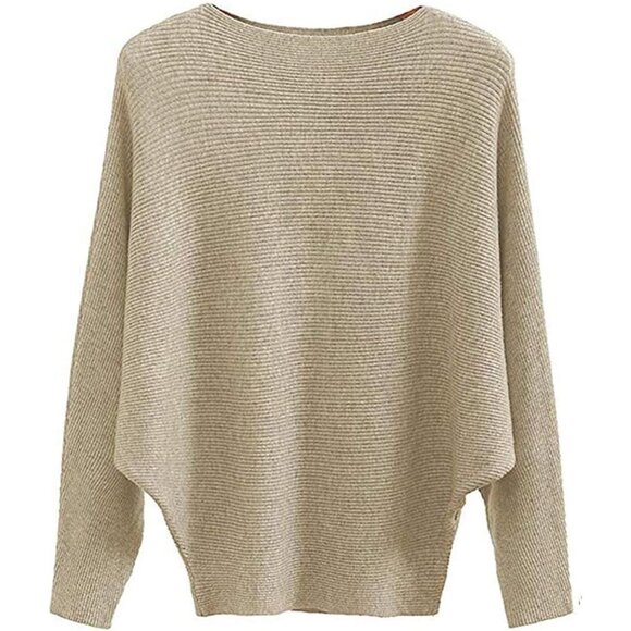 Sweaters - Womens Knit Sweater Oversized Batwing Sleeve Off Shoulder Loosen Fit